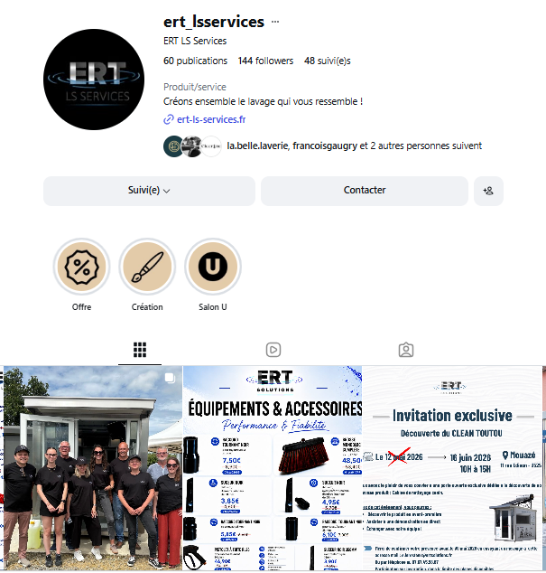 Compte Instagram ERT LS Services