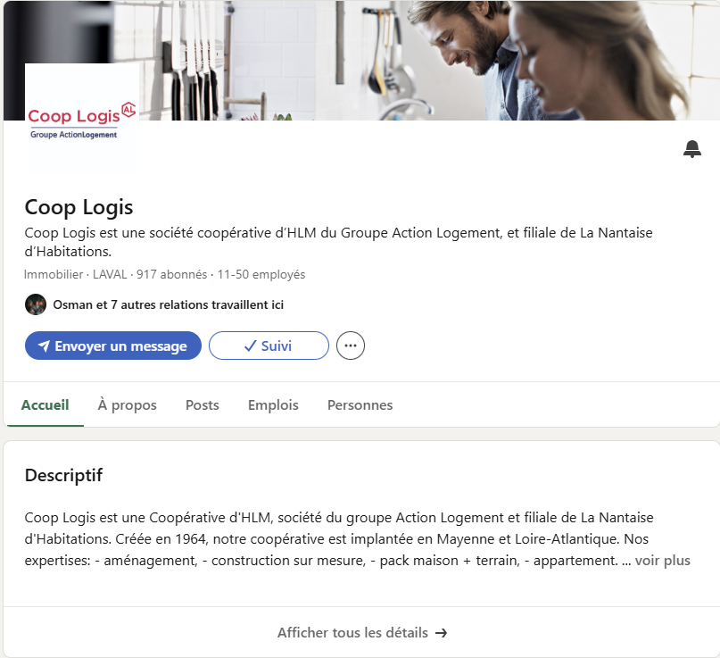 Compte LinkedIn Coop Logis